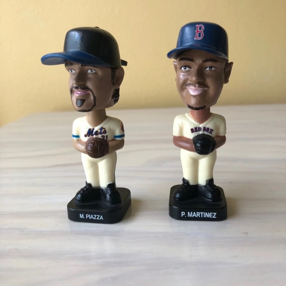 Mini 3" MLB Toy Bobbleheads Mike Piazza 31 (NYM) & Pedro Martinez 45 (BOS) Set